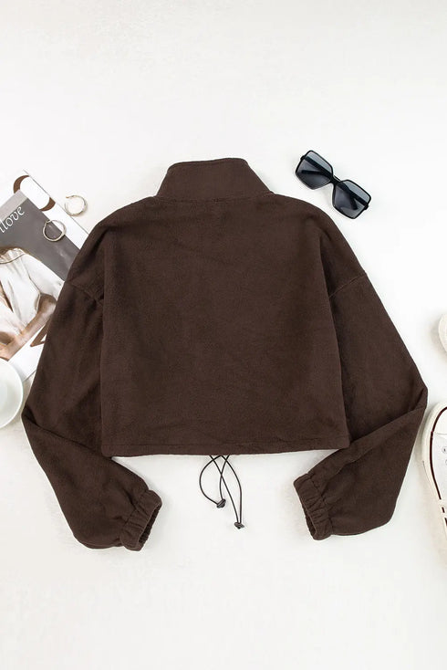 'Amity' Zip Up Cropped Jacket - Celes Fashion
